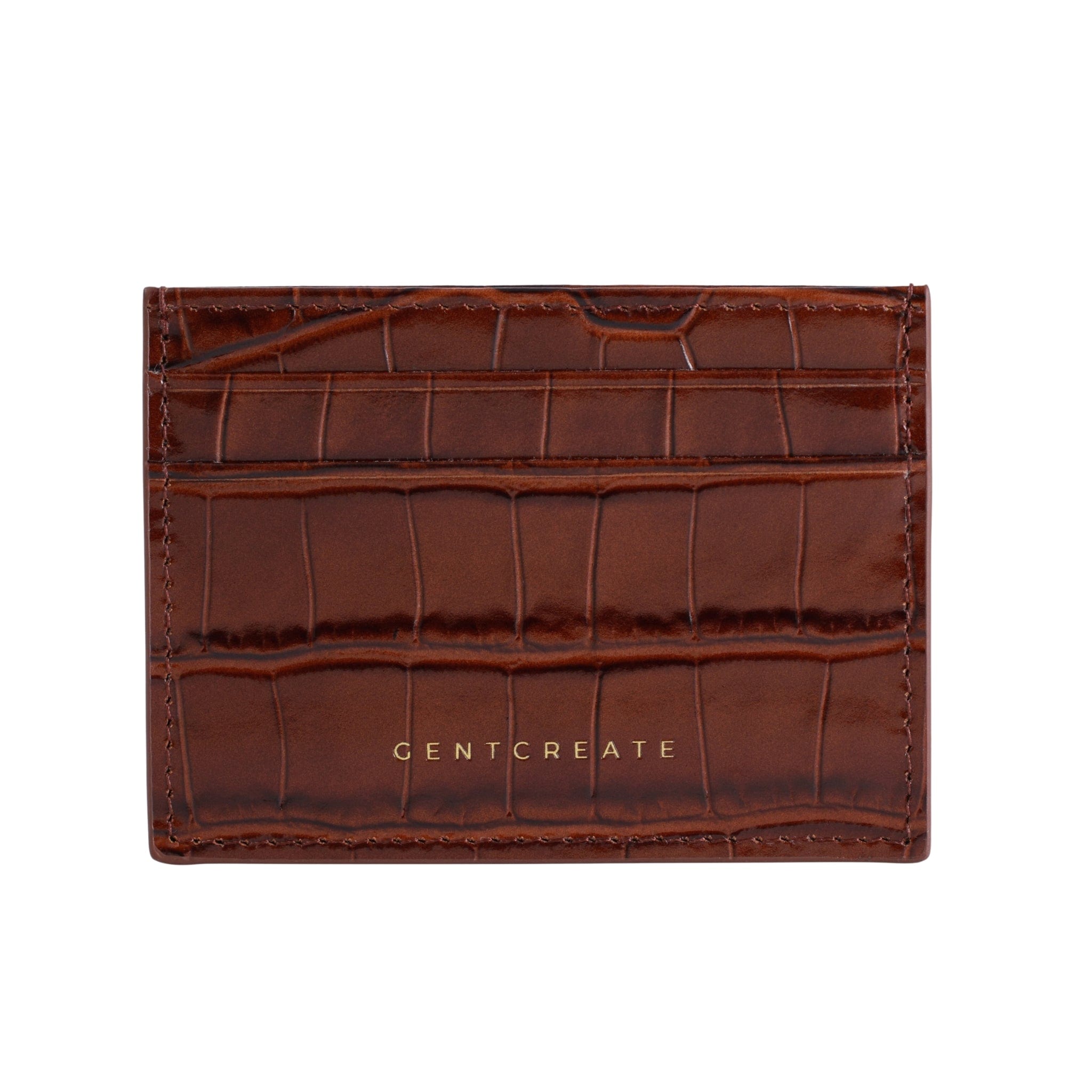 Καφέ δερμάτινη θήκη Crocodile Leather Cardholder από την πολυτελή μάρκα GENTCREATE